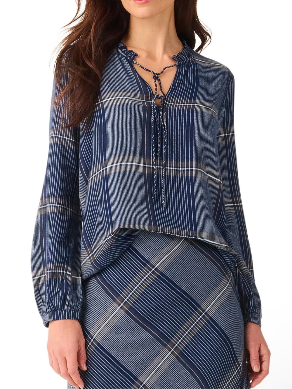 NIC+ZOE 2X indigo multicolor stripe pattern Line It Up Top